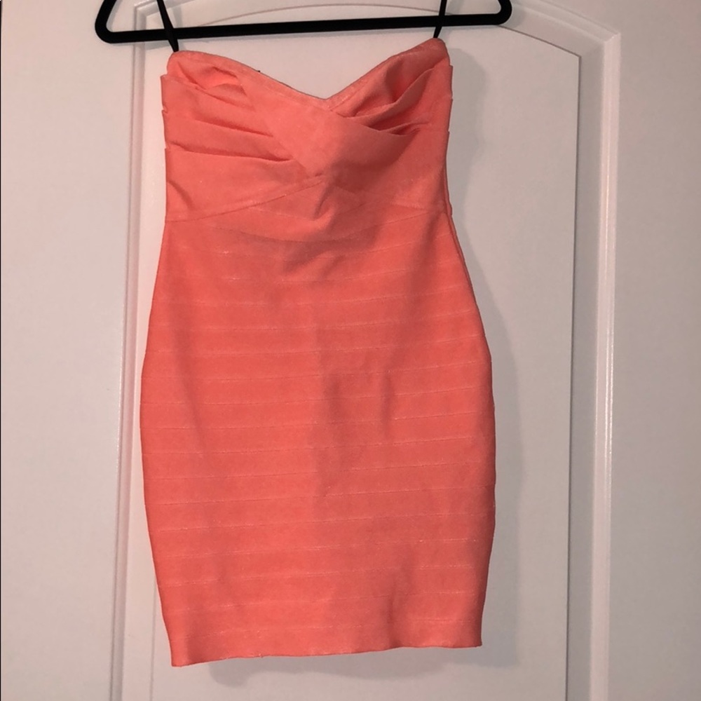 Bebe Bondage Neon mini dress